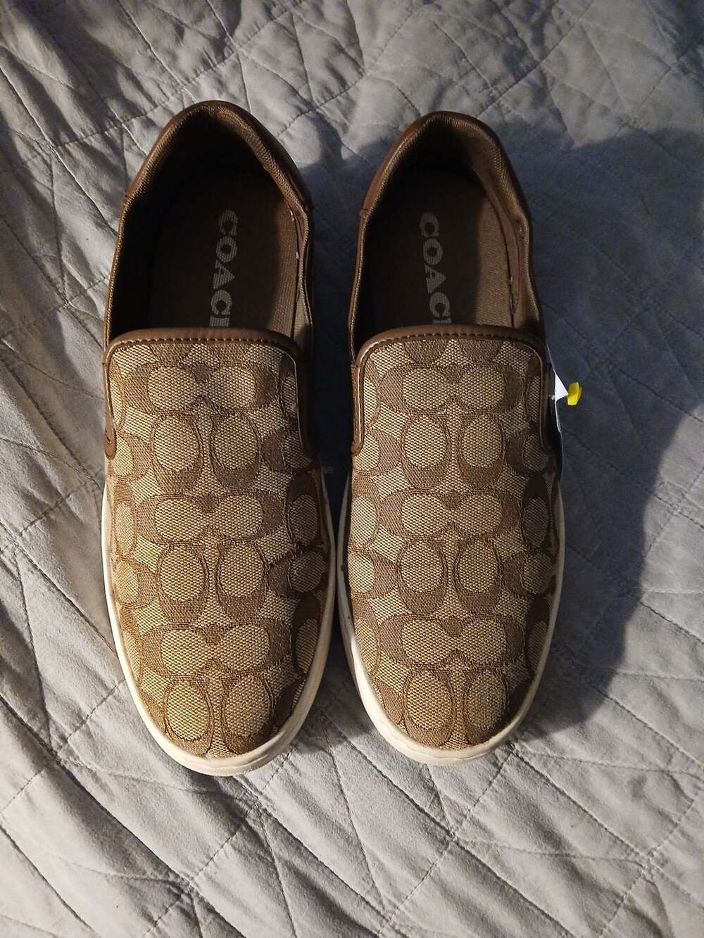 Coach Wells Slip On Sneakers in Signature Jacquard Khaki Saddle